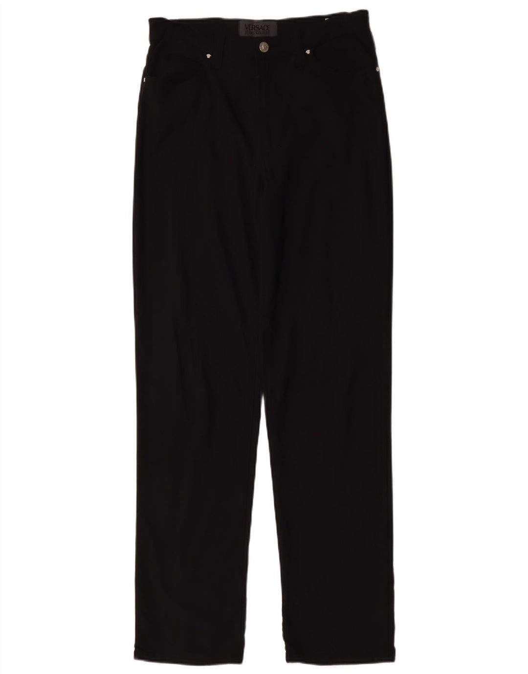 Versace Womens Straight Casual Trousers W32 L31 Black Polyamide