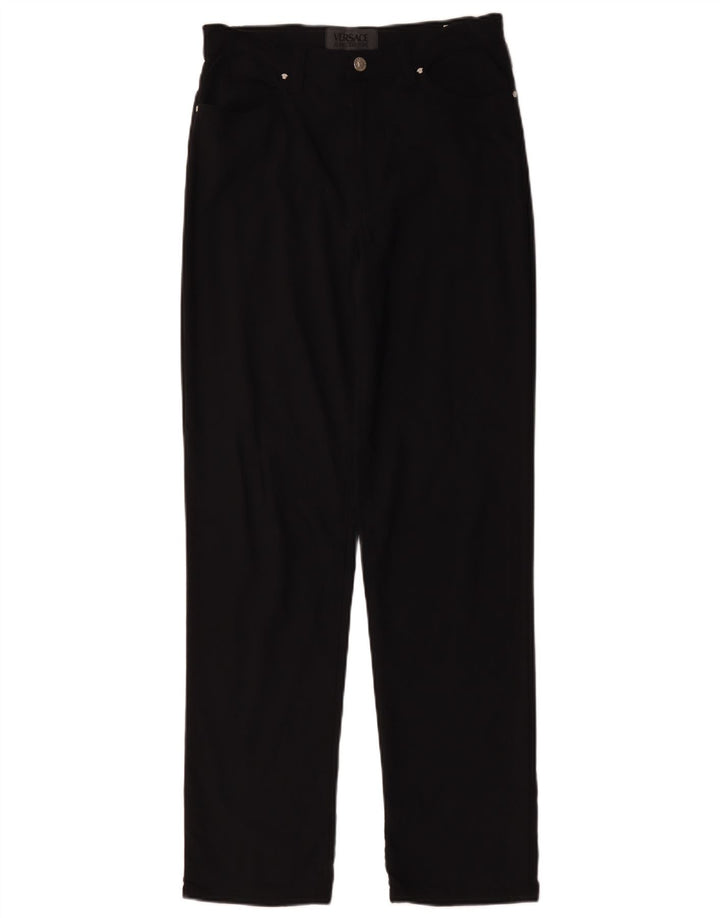 Versace Womens Straight Casual Trousers W32 L31 Black Polyamide