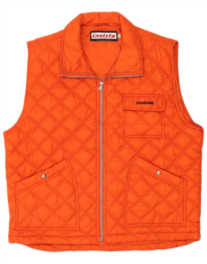 INVICTA Mens Quilted Gilet UK 42 XL Orange Polyamide
