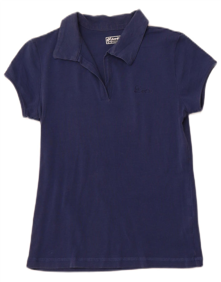 LOTTO Girls Polo Shirt 11-12 Years Small  Navy Blue Cotton