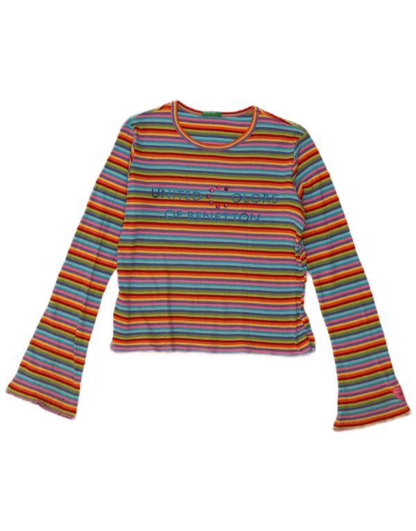 Benetton Girls Graphic Top Long Sleeve 11-12 Years XL Multicoloured Striped
