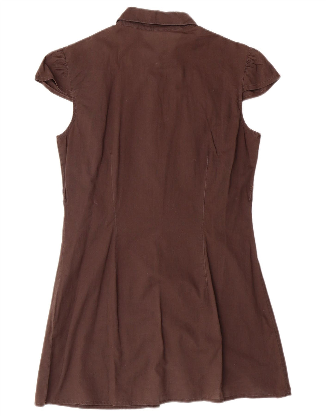 BENETTON Womens Short Sleeves Shirt Dress UK 12 Medium Brown