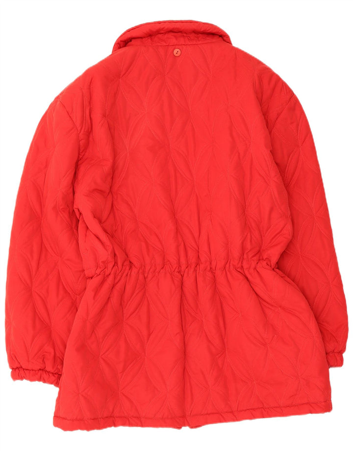Vintage Womens Quilted Windbreaker Coat UK 14 Medium Red Viscose