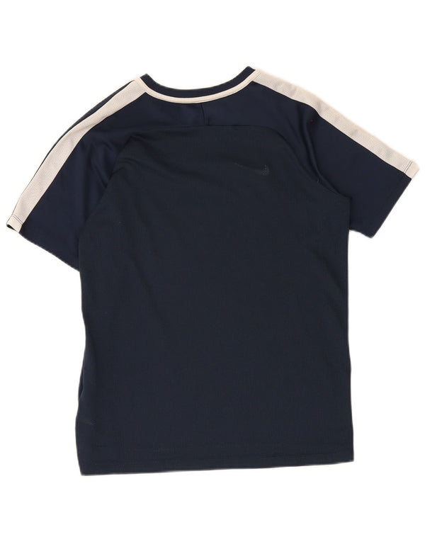 Nike Boys Dri Fit T-Shirt Top 13-14 Years Navy Blue Colourblock Polyester