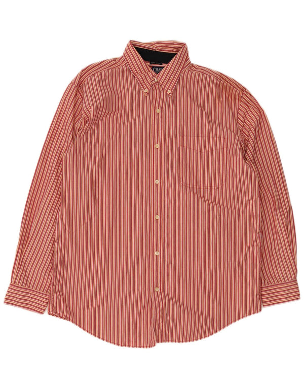 Chaps Mens Regular Fit Shirt Large Red Striped Cotton