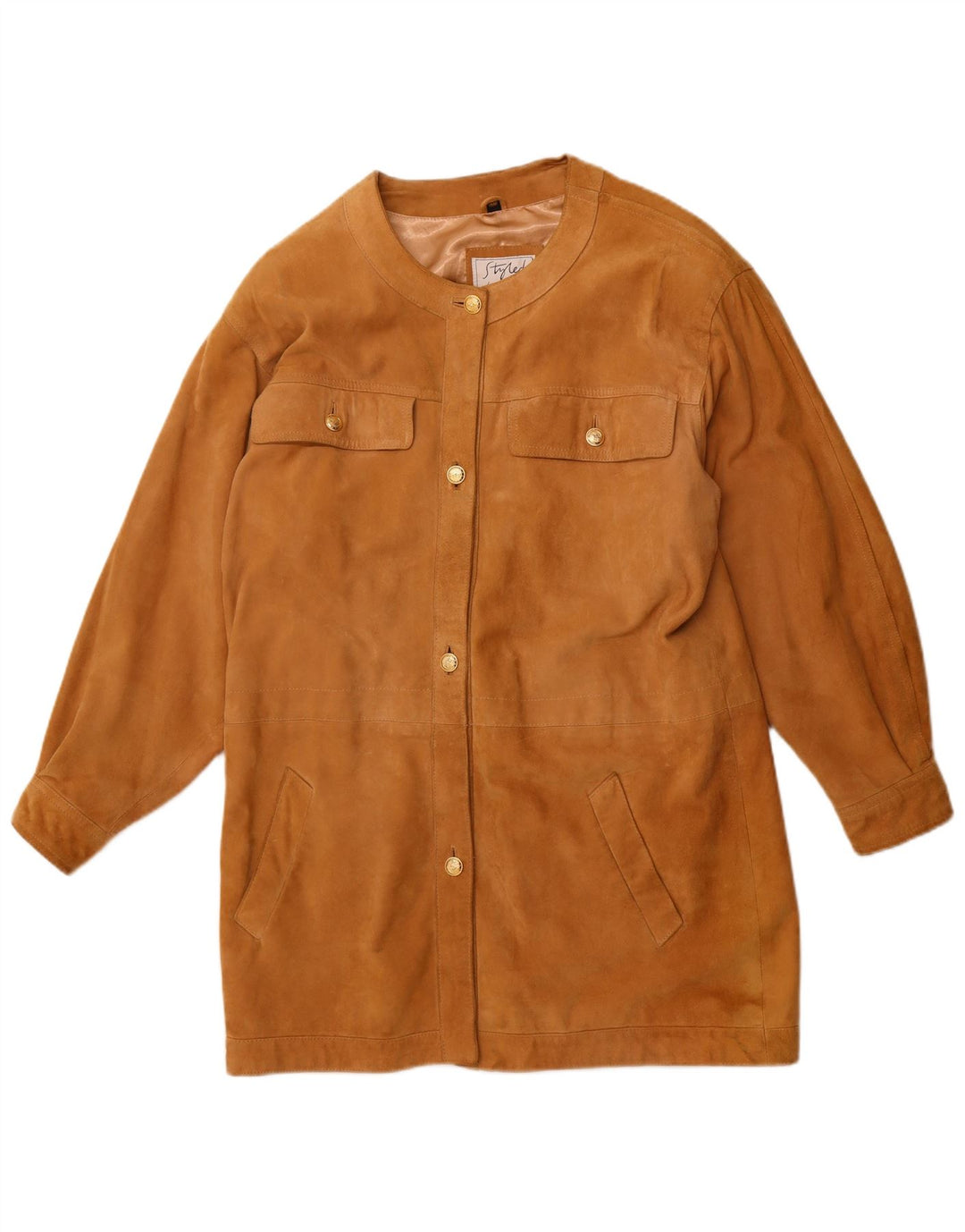 YORN Womens Oversized Suede Overcoat EU 40 Medium Beige Leather