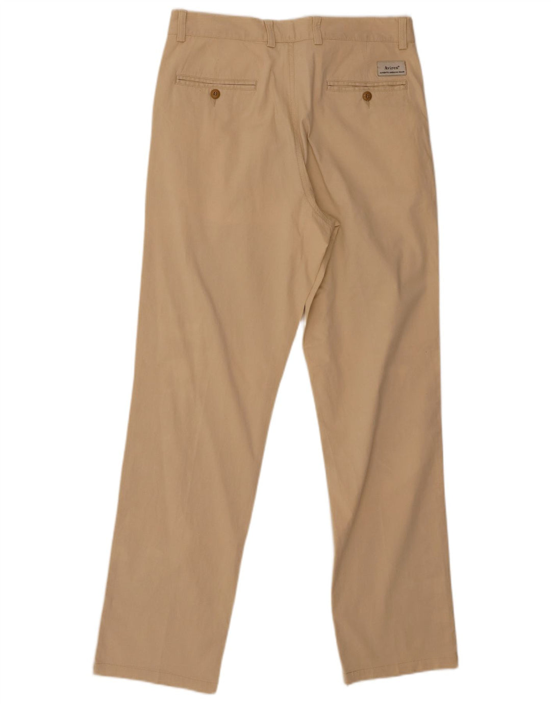 AVIREX Mens Straight Chino Trousers W32 L31 Beige Cotton