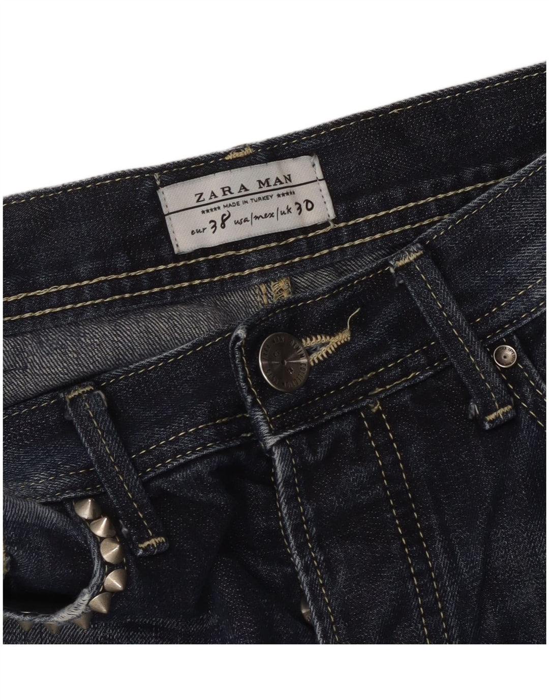 ZARA Mens Distressed Slim Jeans EU 38 Small W30 L33 Navy Blue