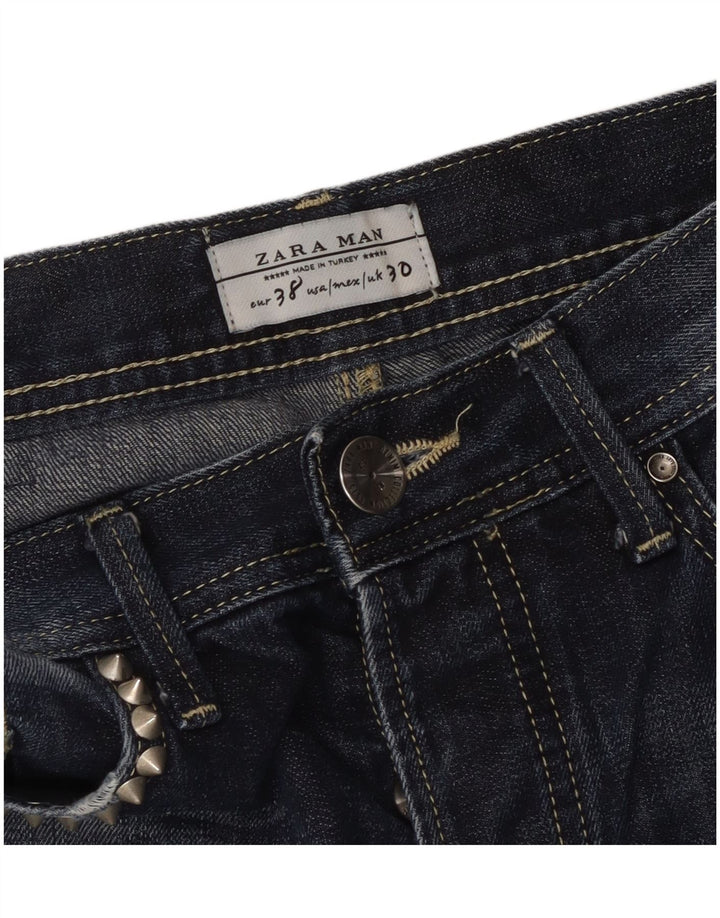 ZARA Mens Distressed Slim Jeans EU 38 Small W30 L33 Navy Blue