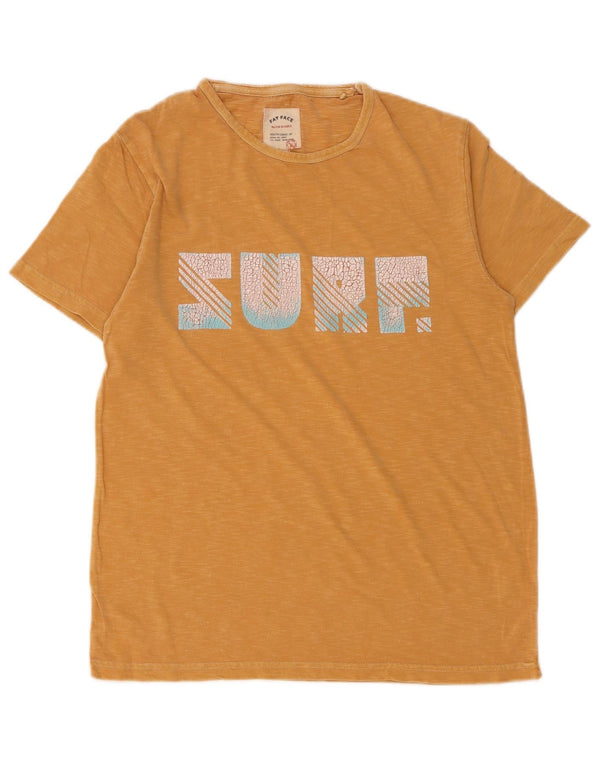 FAT FACE Mens Graphic T-Shirt Top Small Yellow Flecked Cotton