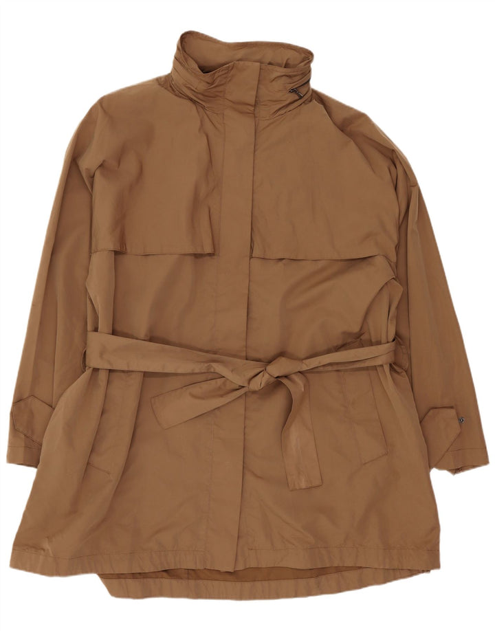 Zara Womens Hooded Regular Fit Rain Jacket XL Brown