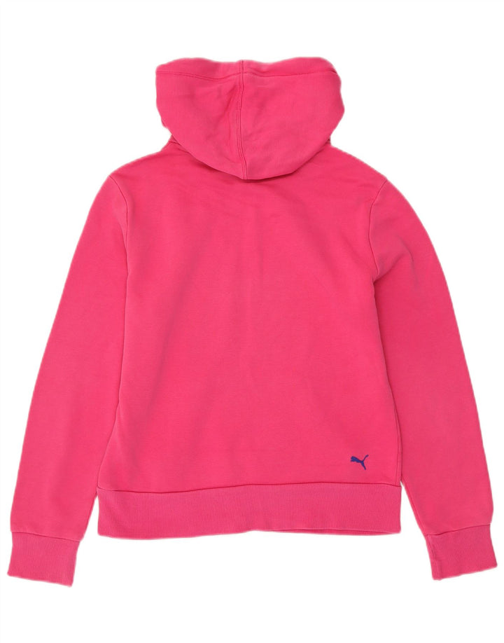 PUMA Womens Graphic Hoodie Jumper UK 12 Medium Pink Cotton