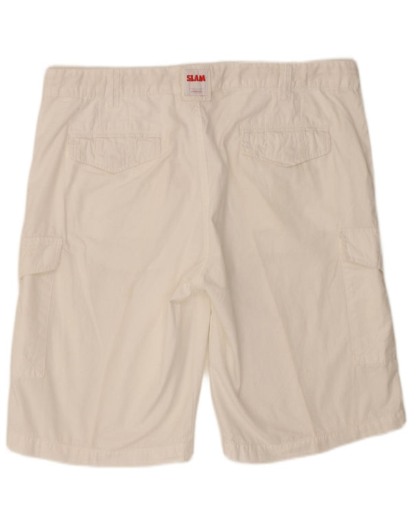 Slam Mens Cargo Shorts W38 XL White Cotton
