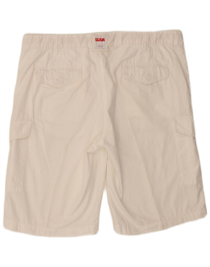Slam Mens Cargo Shorts W38 XL White Cotton