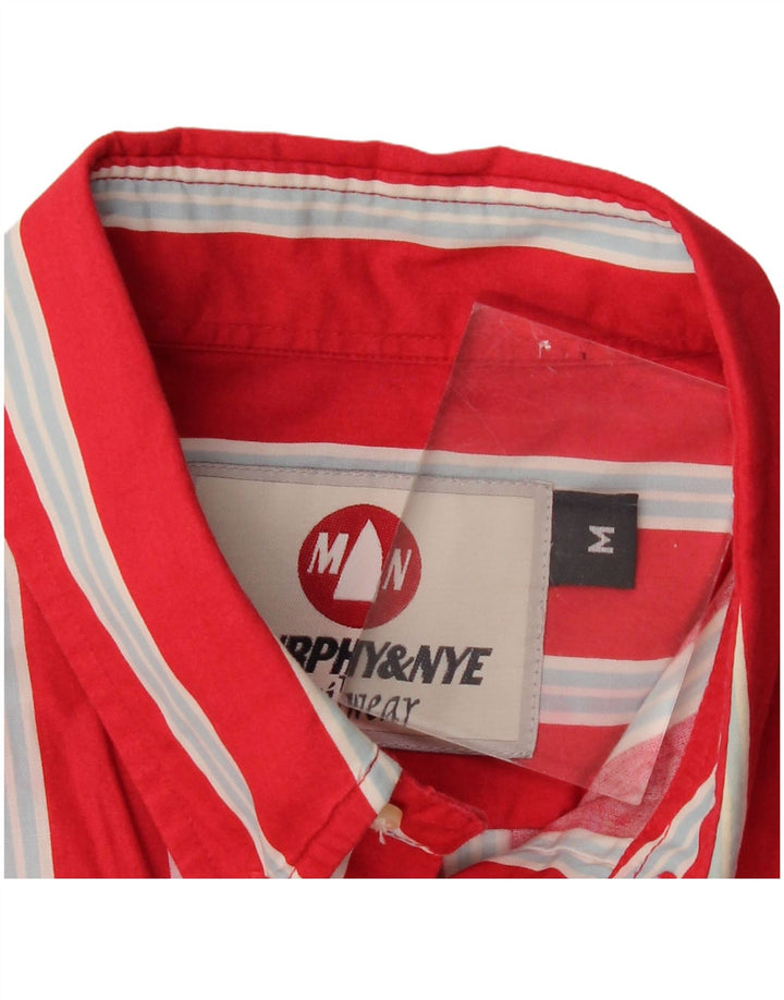 MURPHY & NYE Mens Short Sleeve Shirt Medium Red Striped