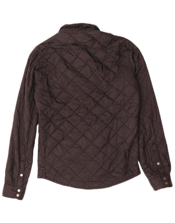 ZARA Mens Slim Fit Overshirt Quilted Shirt Medium Black Polyester