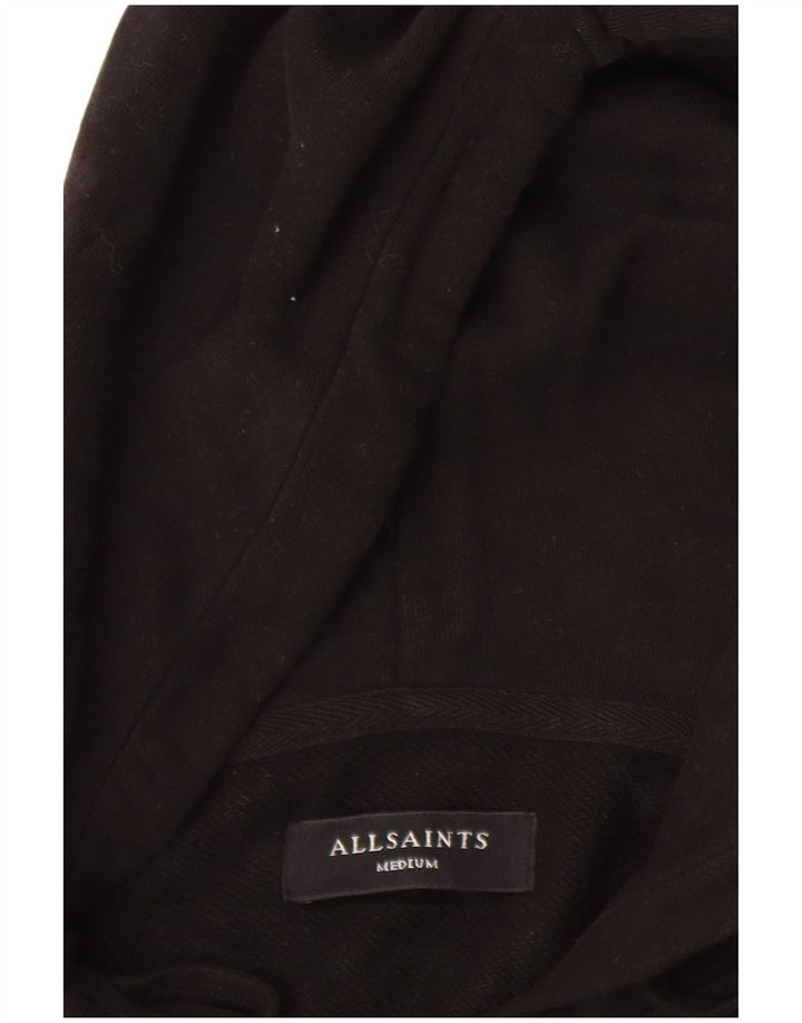 All Saints Mens Zip Hoodie Sweater Medium Black Cotton