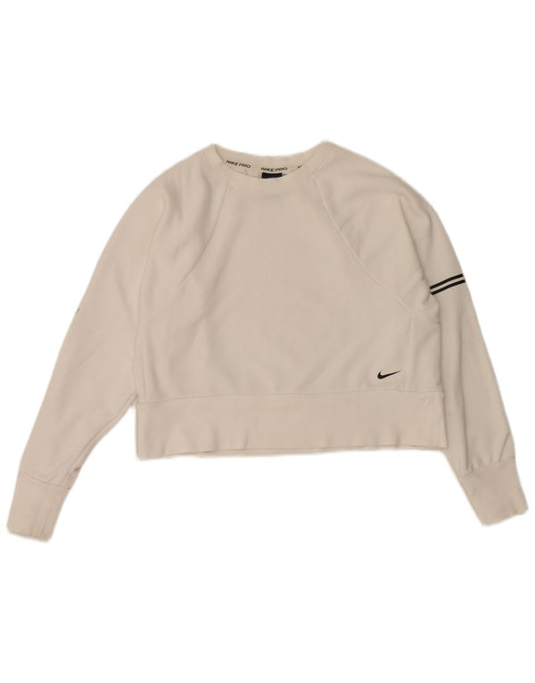 Nike Womens Dri Fit Graphic Sweatshirt Jumper UK 10 Small White Striped