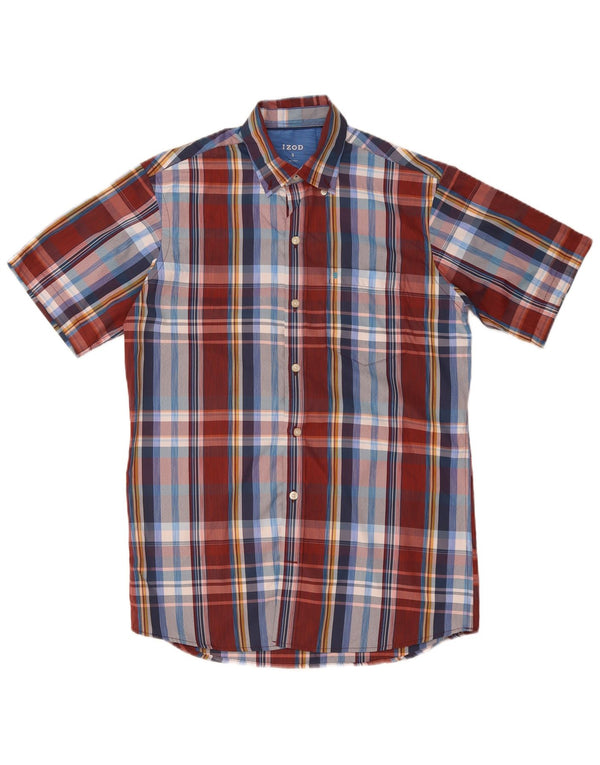 Izod Mens Short Sleeve Shirt Small Multicoloured Check Polyester
