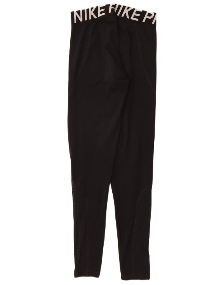 NIKE Womens Dri Fit Graphic Leggings UK 12 Medium  Black Polyester