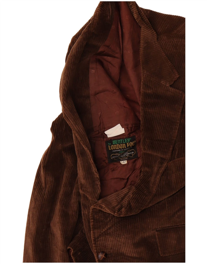 LONDON FOG Mens 2 Button Corduroy Blazer Jacket EU 42 XL Brown Cotton