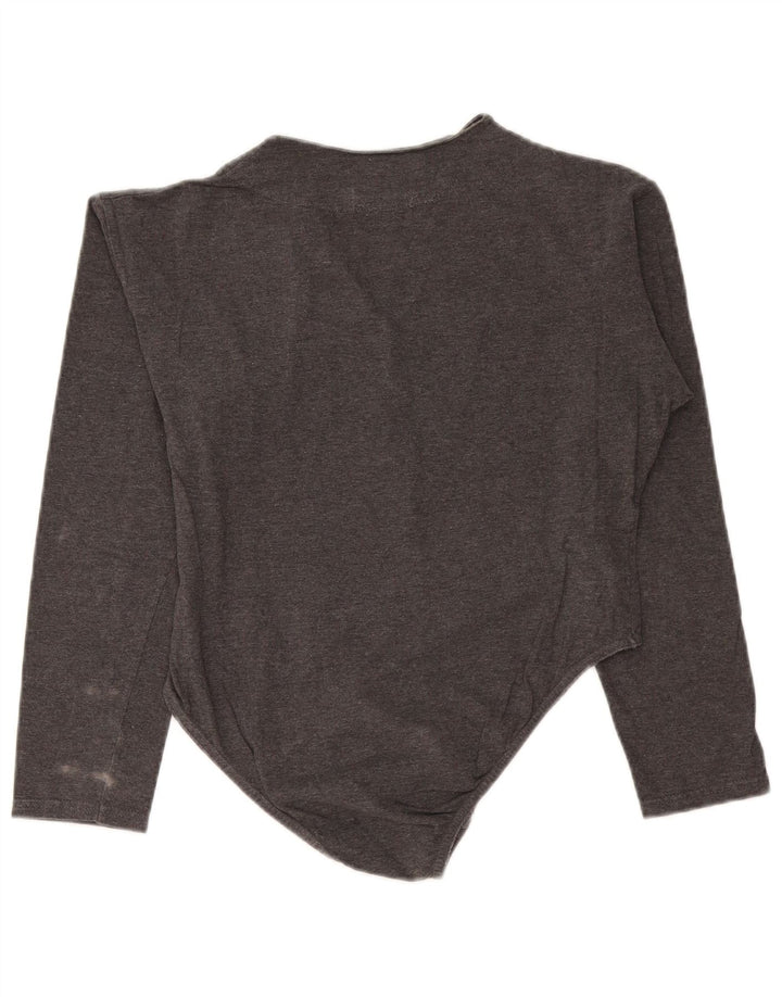 Vintage Womens Bodysuit UK 12 Medium Grey Cotton