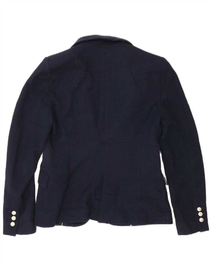 Zara Womens 1 Button Blazer Jacket UK 14 Large Navy Blue Polyester