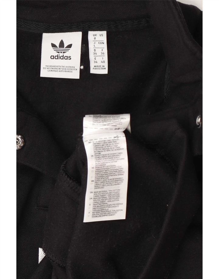 Adidas Womens Oversized Crop Button Neck Sweatshirt Jumper UK 8 Small Black