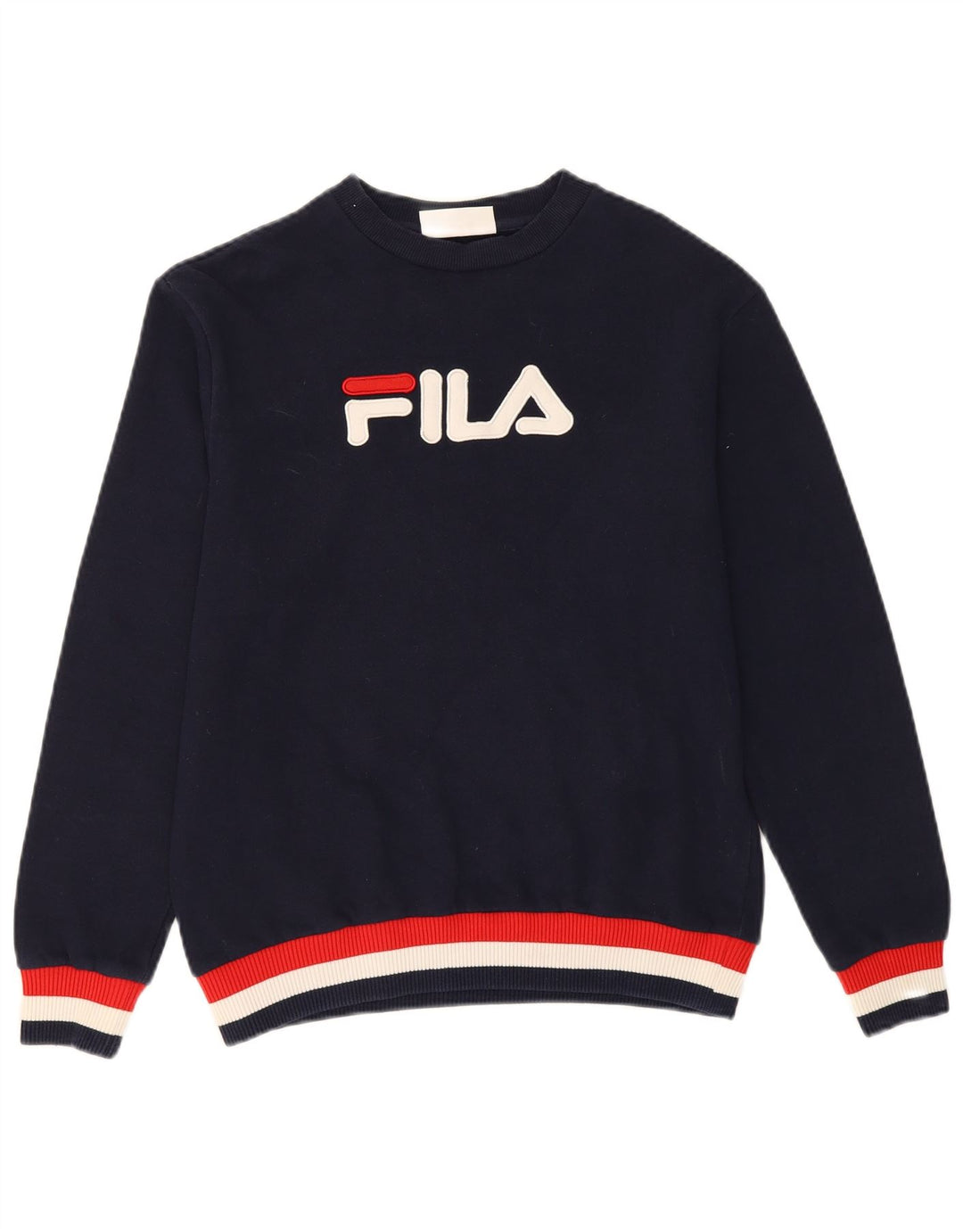 FILA Mens Graphic Sweatshirt Jumper Small Navy Blue Cotton