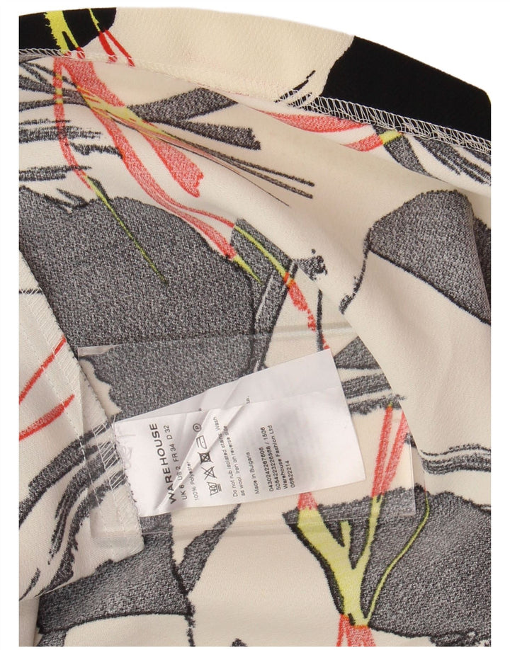 WAREHOUSE Womens A-Line Skirt UK 6 XS W25  Off White Floral Polyester