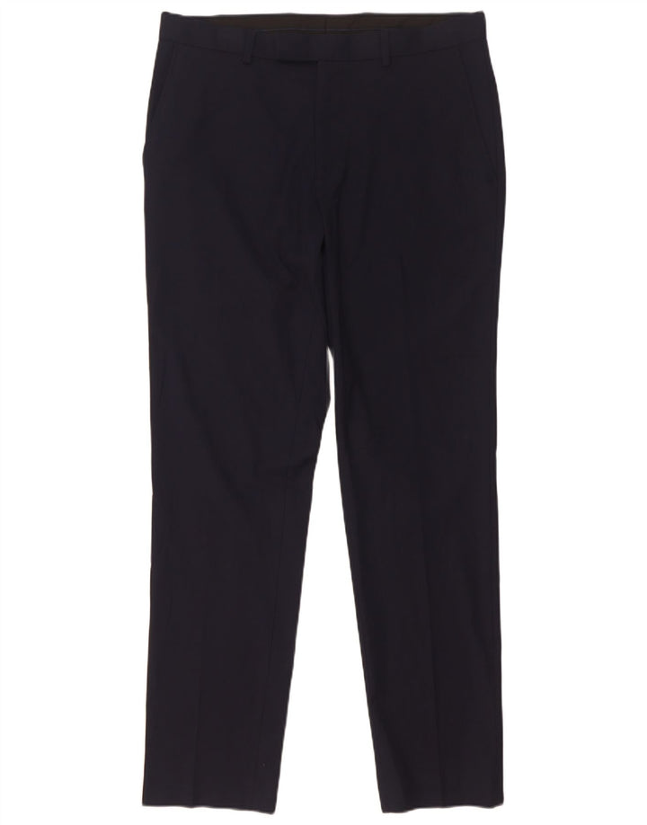 Marks & Spencer Mens Slim Fit Suit Trousers W32 L31 Navy Blue Polyester