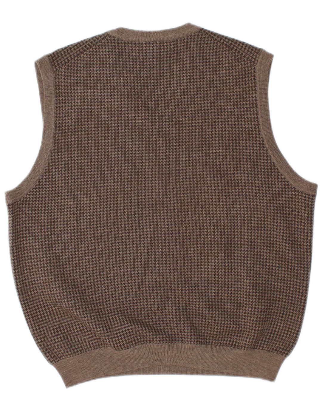 Brooks Brothers Mens Vest Tank Top Medium Brown Houndstooth Merino Wool