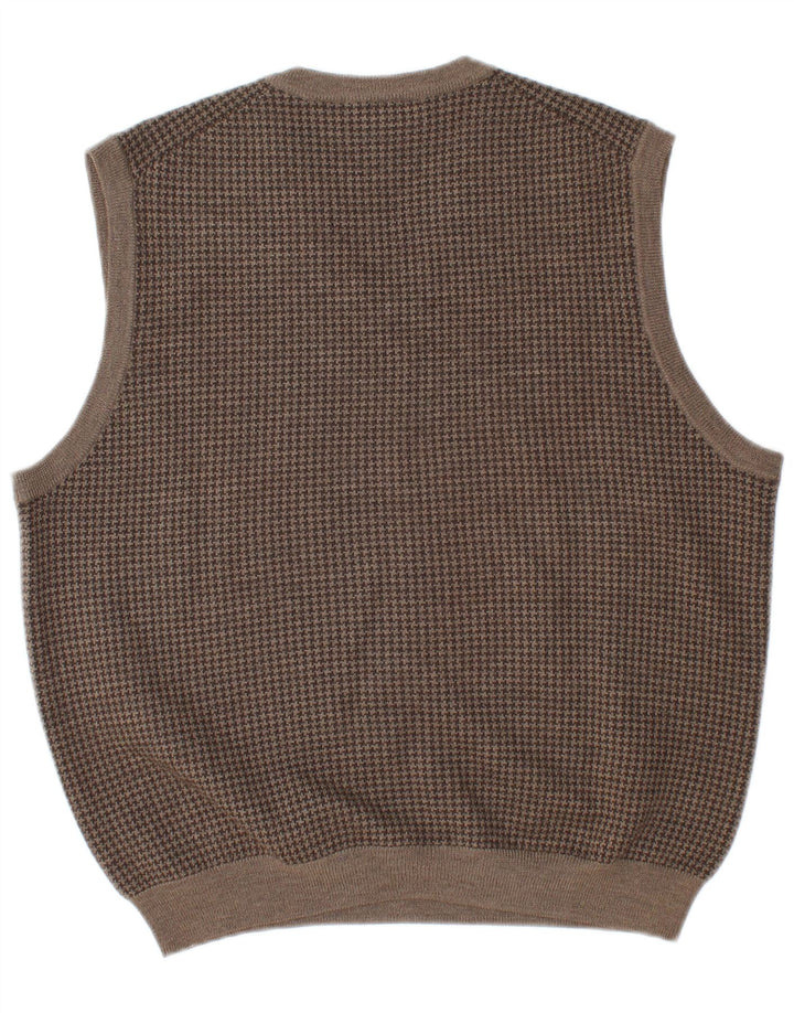 Brooks Brothers Mens Vest Tank Top Medium Brown Houndstooth Merino Wool