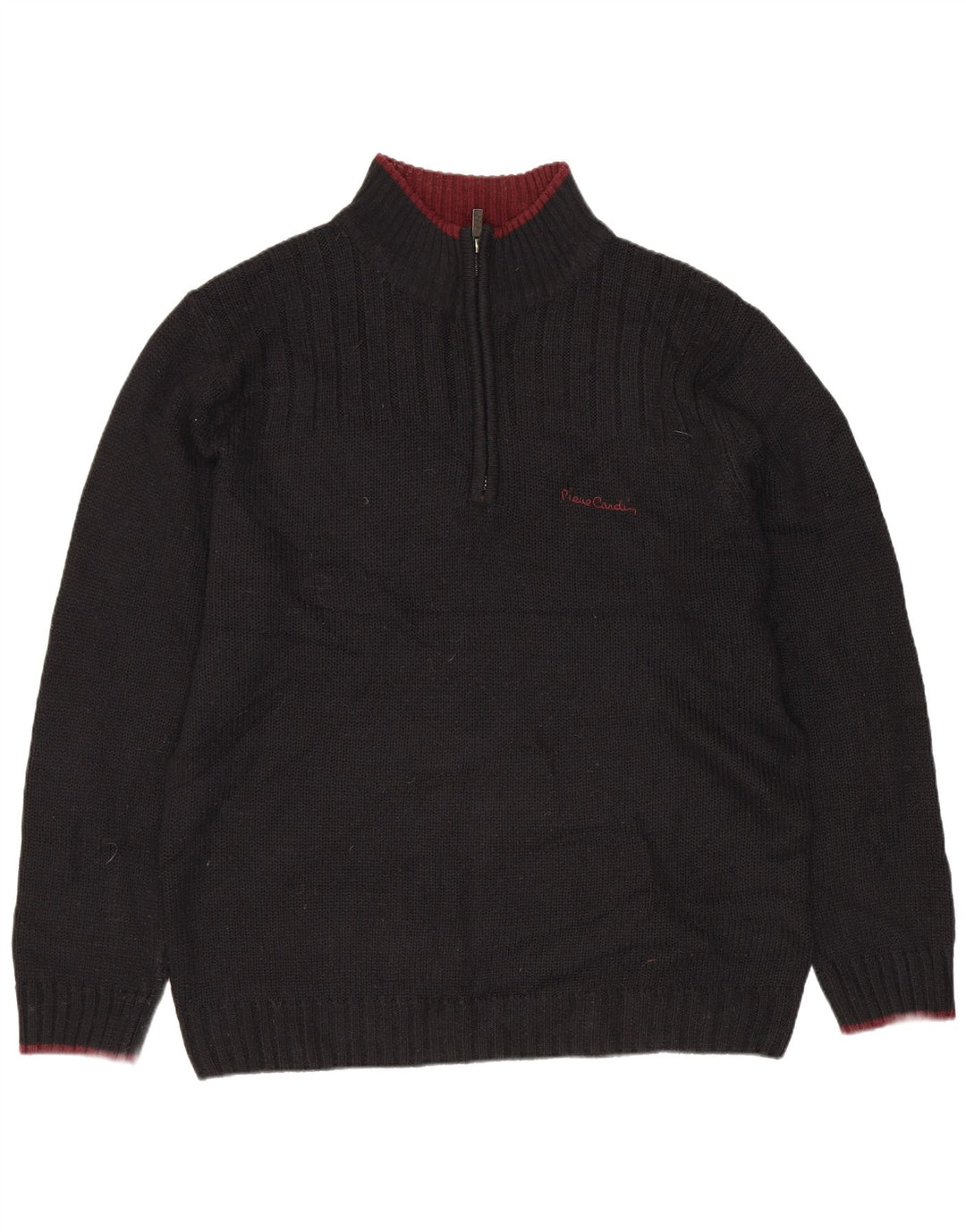 PIERRE CARDIN Womens Zip Neck Jumper Sweater UK 20 2XL Black Acrylic