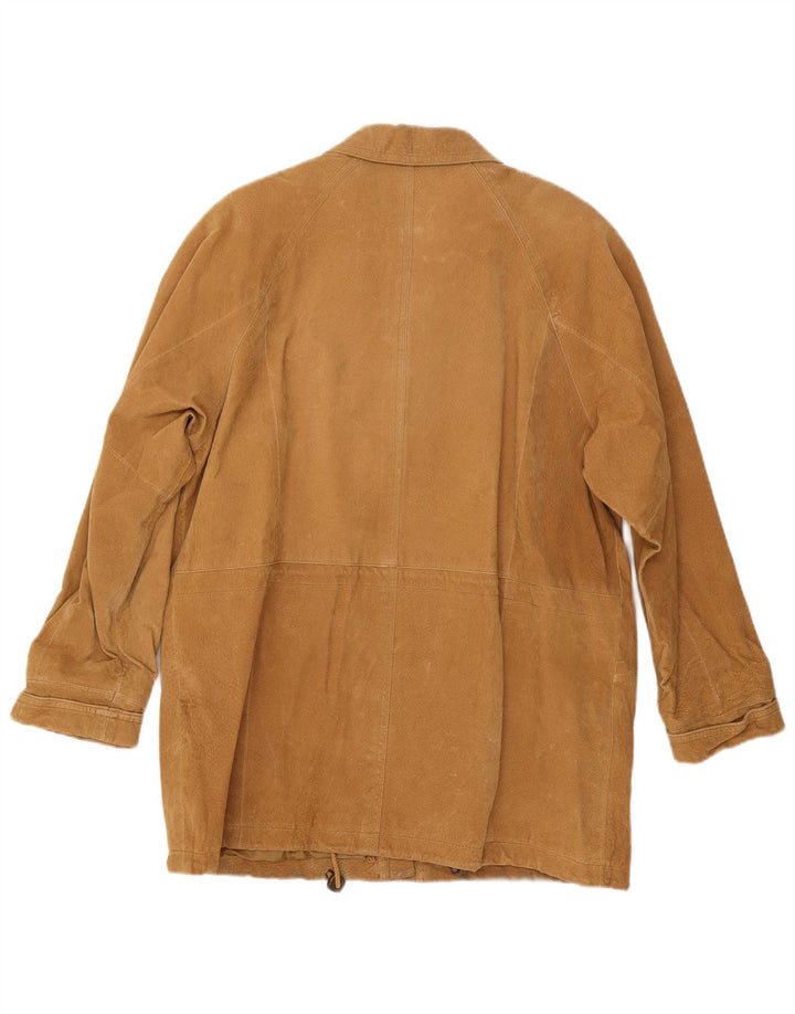 Vintage Womens Oversized Suede Overcoat UK 16 Large Beige Leather