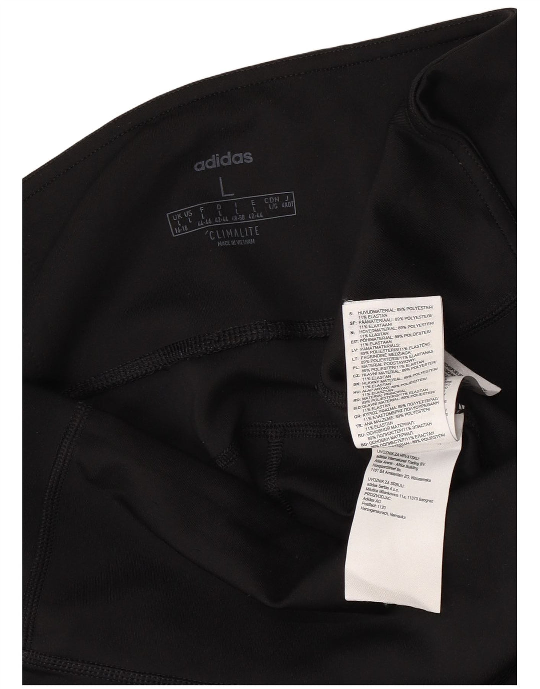 ADIDAS Womens Climalite Crop Leggings UK 16/18 Large  Black Polyester