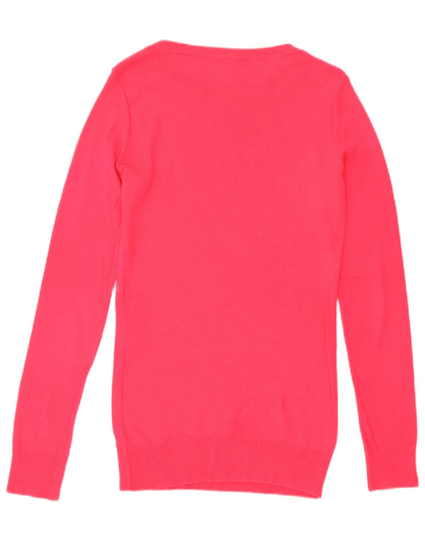 Benetton Womens Boat Neck Jumper Sweater UK 12 Medium Pink Cotton