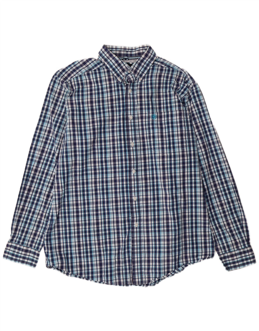 Ariat Mens Fitted Shirt XL Blue Check Cotton