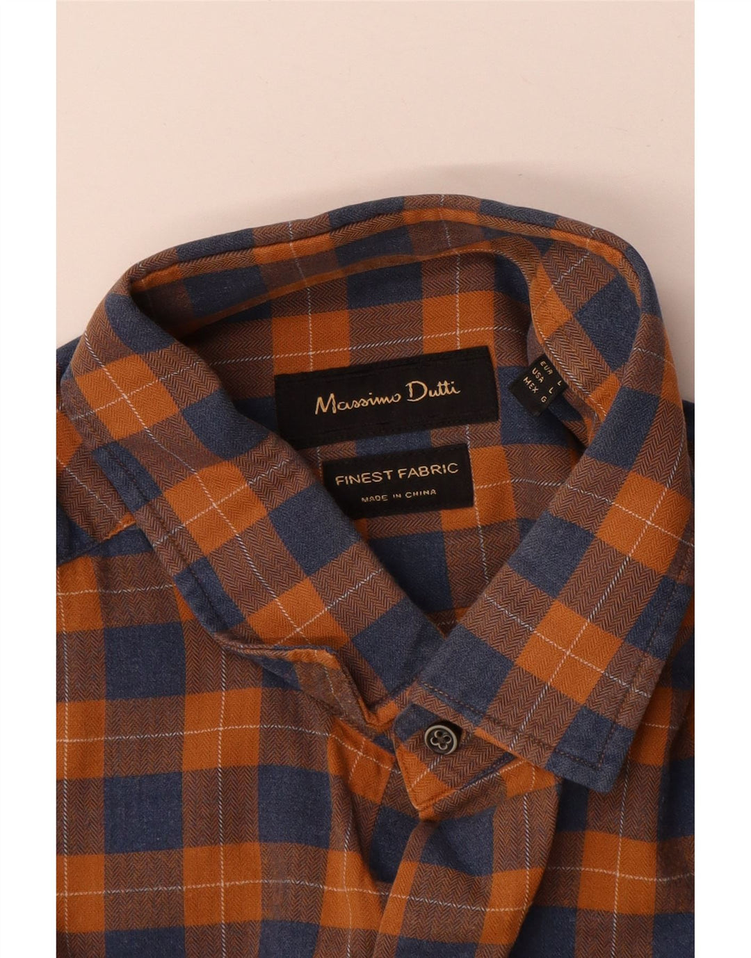 Massimo Dutti Mens Flannel Shirt Large Orange Check