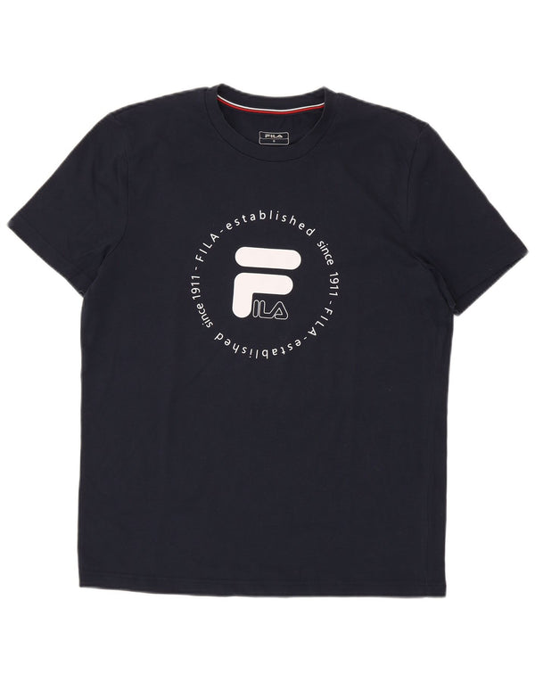 FILA Mens Graphic T-Shirt Top Small Navy Blue