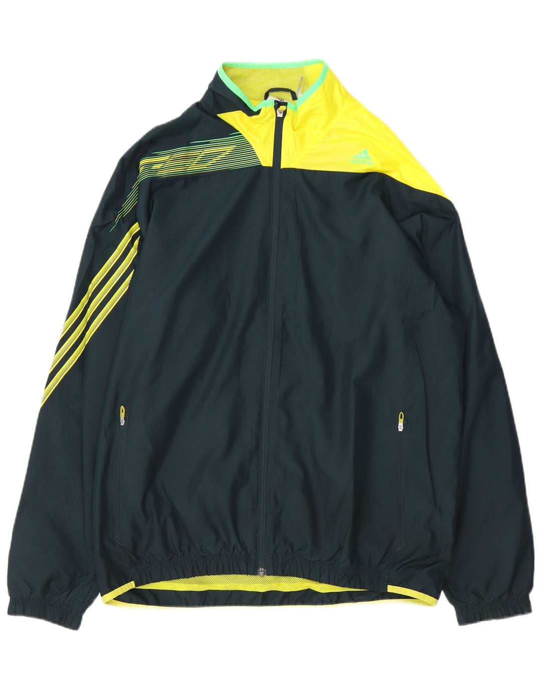 ADIDAS Mens Climalite Tracksuit Top Jacket Large Navy Blue Colourblock