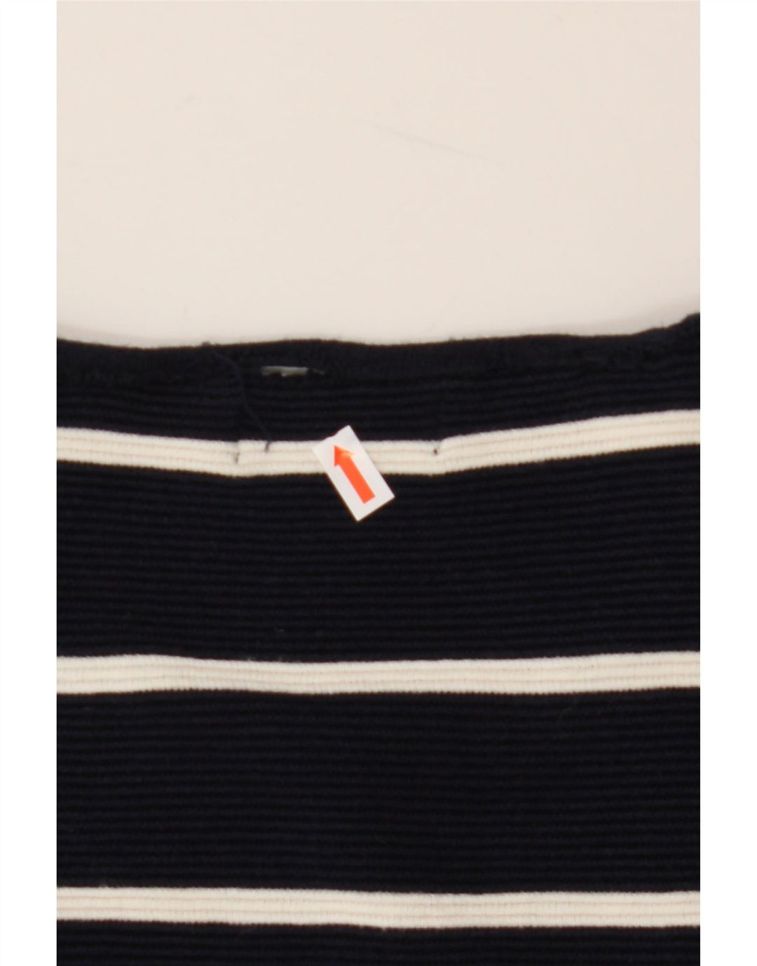 ZARA Mens Crew Neck Jumper Sweater Medium Navy Blue Striped Cotton