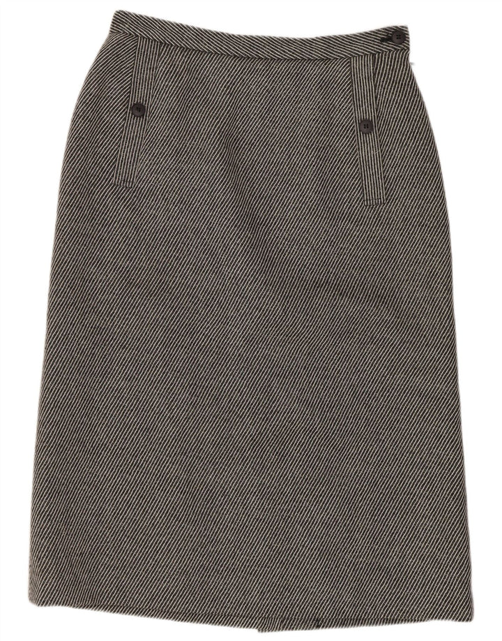 Jaeger Womens Pencil Skirt UK 14 Medium W28 Grey Striped Wool