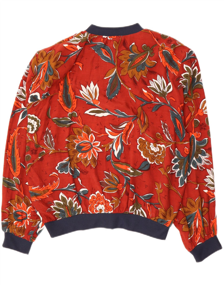 VINTAGE Womens Shirt Blouse UK 18 XL Red Floral Viscose