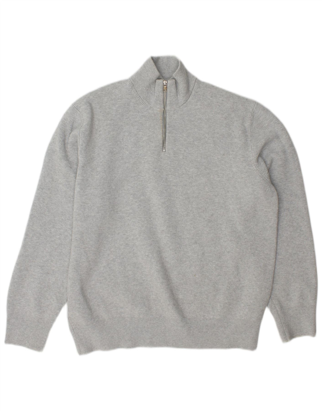 Marks & Spencer Mens Zip Neck Jumper Sweater XL Grey Polyester