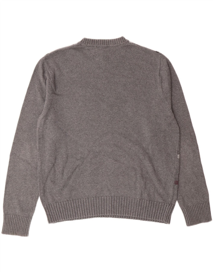 DOCKERS Mens Crew Neck Jumper Sweater Large Grey Check Cotton Vintage Dockers and Second-Hand Dockers from Messina Hembry 