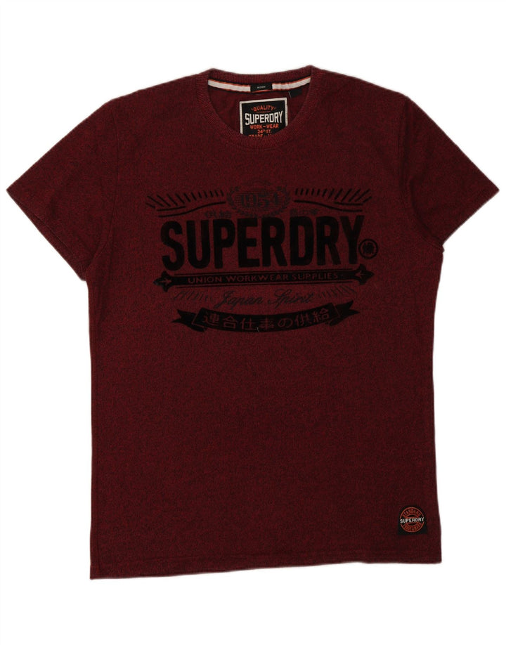 SUPERDRY Mens Graphic T-Shirt Top Medium Maroon