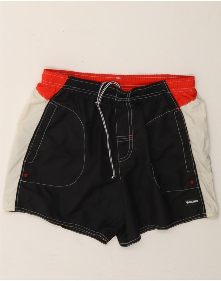 COLMAR Mens Swimming Shorts IT 48 Medium Black Colourblock Polyester Vintage Colmar and Second-Hand Colmar from Messina Hembry 