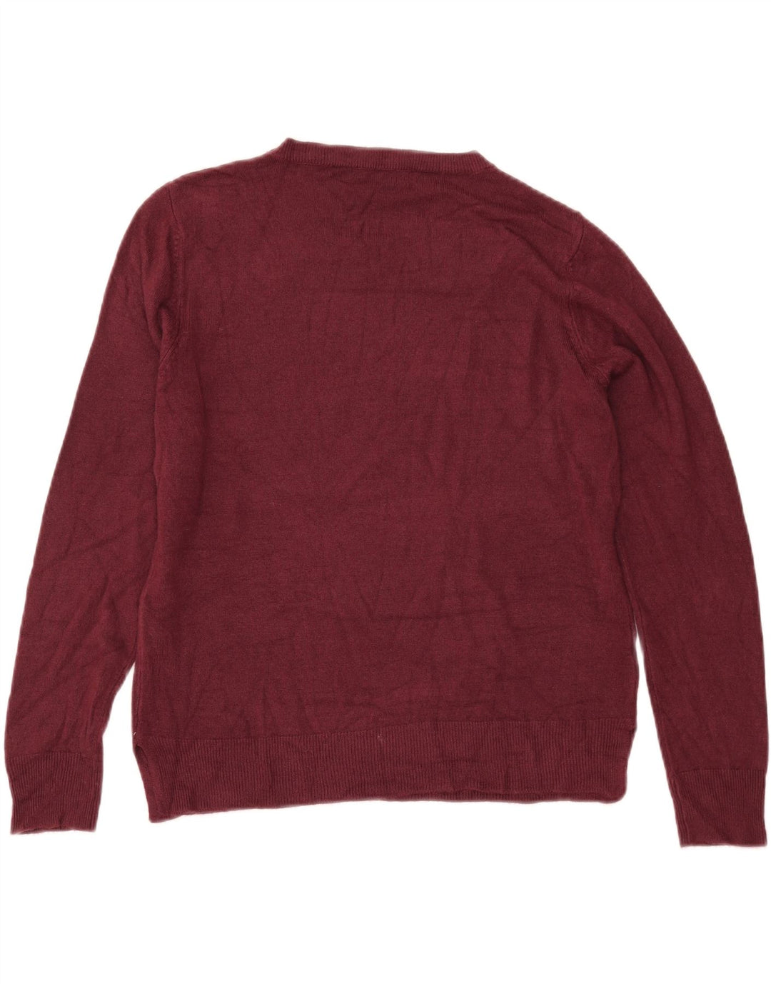 MARKS & SPENCER Womens Crew Neck Jumper Sweater UK 14 Large Maroon Acrylic