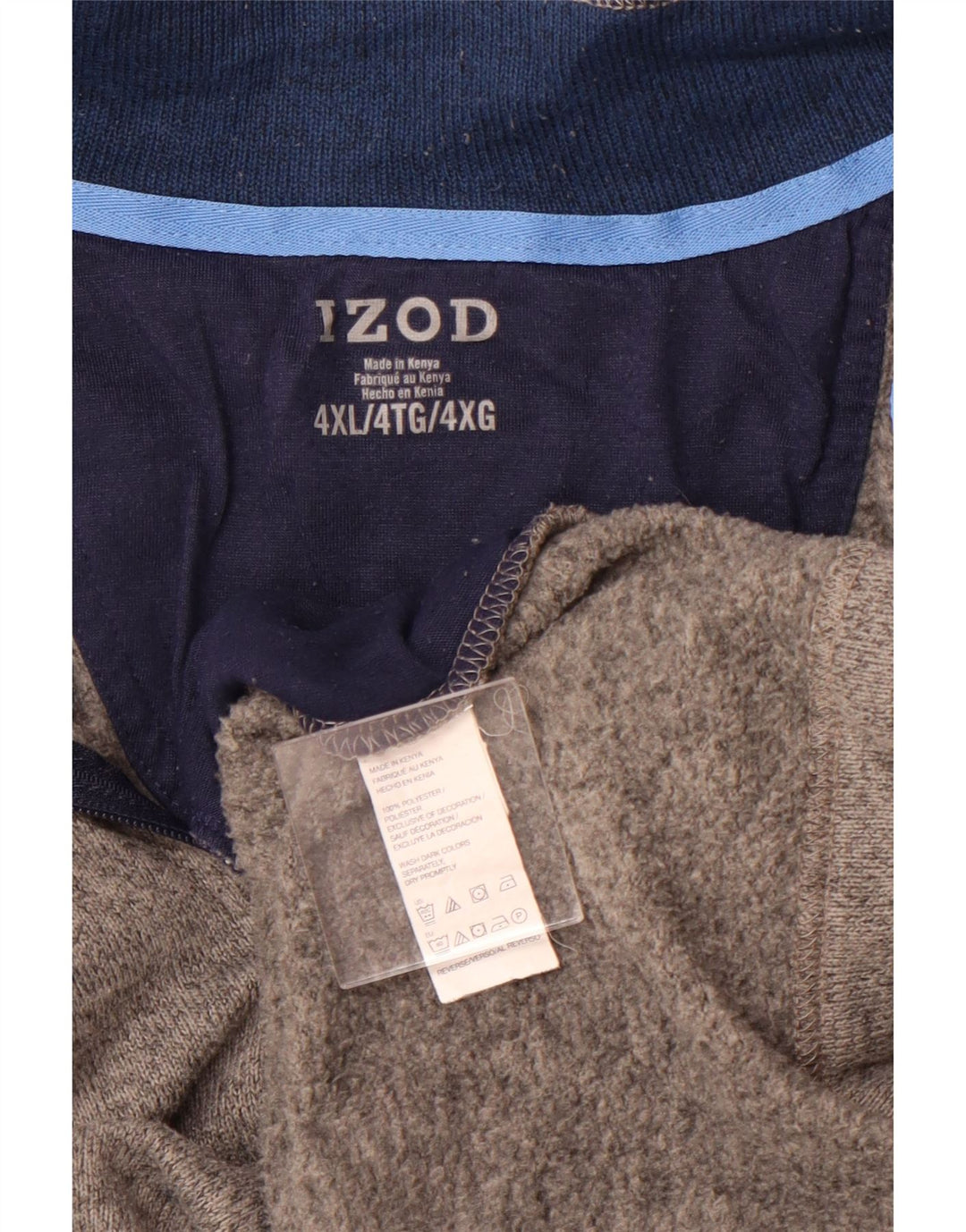 IZOD Mens Zip Neck Zip Hoodie Sweater 4XL Grey Polyester